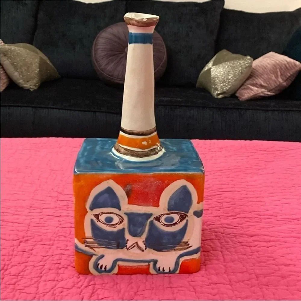 Desimone Italy Colorful Cat Art Vase